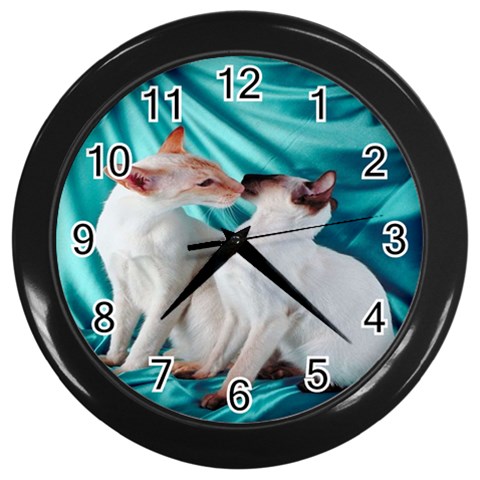 Siamese Kissy Kissy Wall Clock (Black) from ArtsNow.com Front