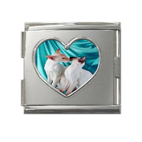 Siamese Kissy Kissy Mega Link Heart Italian Charm (18mm) from ArtsNow.com Front