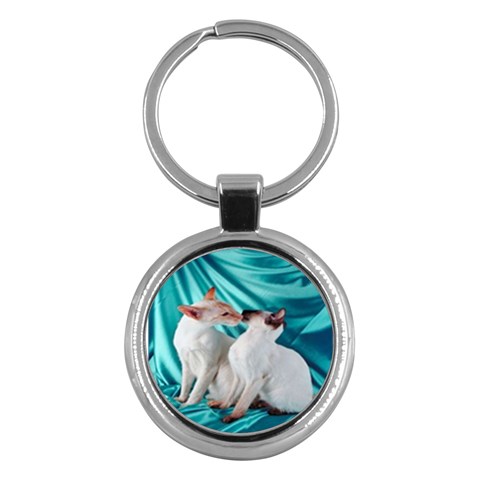 Siamese Kissy Kissy Key Chain (Round) from ArtsNow.com Front