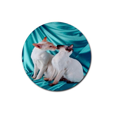 Siamese Kissy Kissy Rubber Coaster (Round) from ArtsNow.com Front