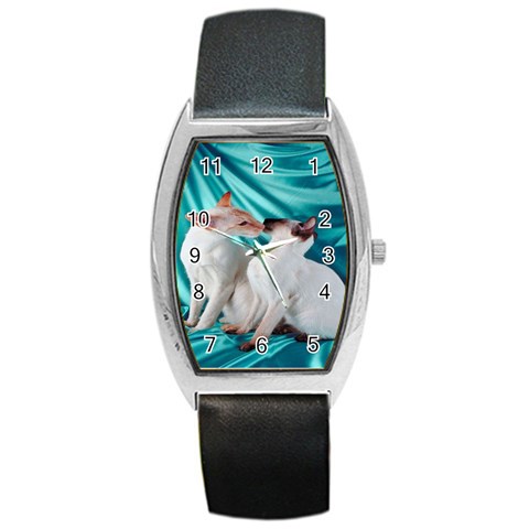 Siamese Kissy Kissy Barrel Style Metal Watch from ArtsNow.com Front