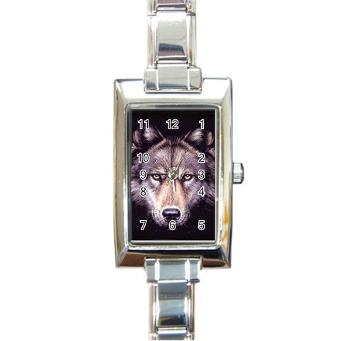 wolf Rectangular Italian Charm Watch from ArtsNow.com Front