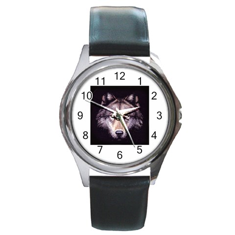 wolf Round Metal Watch from ArtsNow.com Front