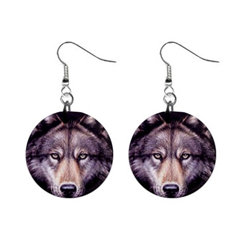 wolf 1  Button Earrings from ArtsNow.com Front