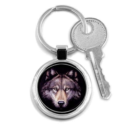 wolf Key Chain (Round) from ArtsNow.com Front