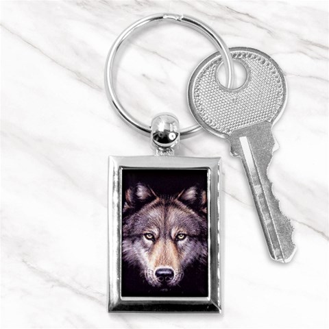 wolf Key Chain (Rectangle) from ArtsNow.com Front