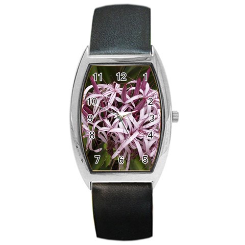 purple flowers Barrel Style Metal Watch from ArtsNow.com Front