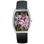 purple flowers Barrel Style Metal Watch