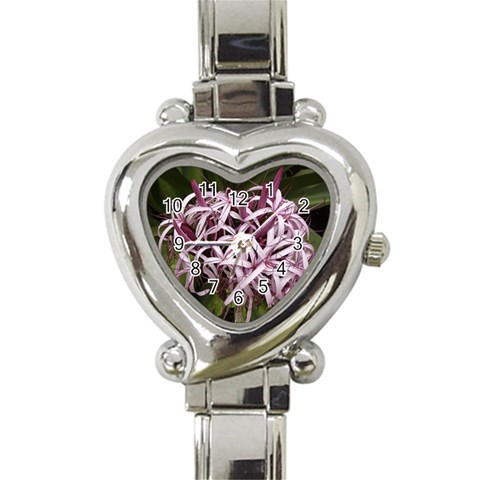 purple flowers Heart Italian Charm Watch from ArtsNow.com Front