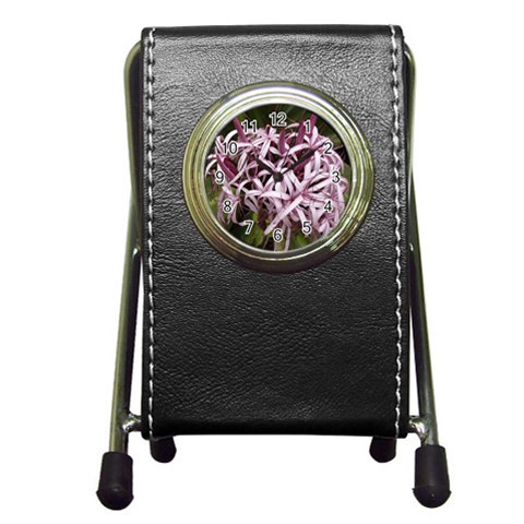 purple flowers Pen Holder Desk Clock from ArtsNow.com Front