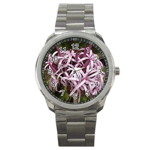 purple flowers Sport Metal Watch from ArtsNow.com Front