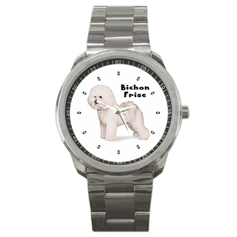 Bichon Frise Sport Metal Watch from ArtsNow.com Front