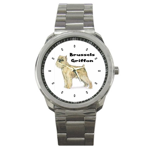 Brussels Griffon Sport Metal Watch from ArtsNow.com Front