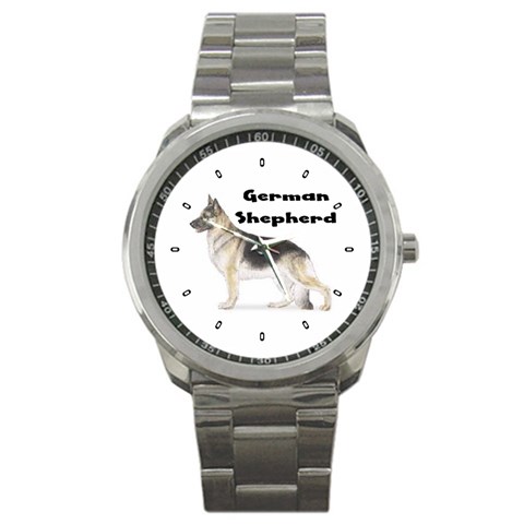 German Shepherd Sport Metal Watch from ArtsNow.com Front