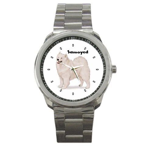 Samoyed Sport Metal Watch from ArtsNow.com Front