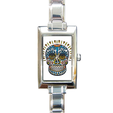 Mexican Skull Rectangular Italian Charm Watch from ArtsNow.com Front