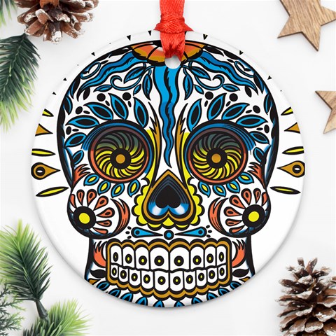 Mexican Skull Ornament (Round) from ArtsNow.com Front