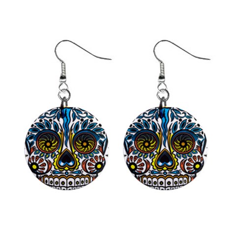 Mexican Skull 1  Button Earrings from ArtsNow.com Front