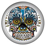 Mexican Skull Wall Clock (Silver)