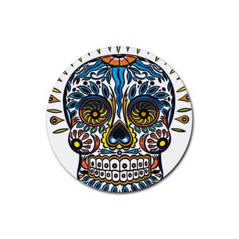 Mexican Skull Rubber Coaster (Round) from ArtsNow.com Front