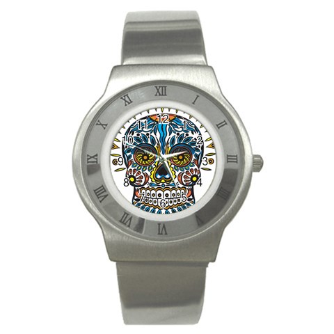 Mexican Skull Stainless Steel Watch from ArtsNow.com Front