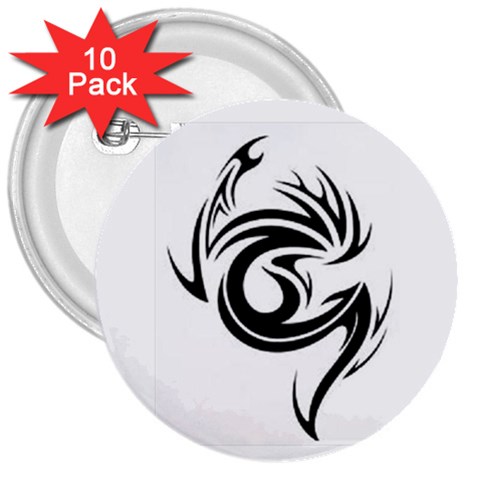 tattoo 3  Button (10 pack) from ArtsNow.com Front