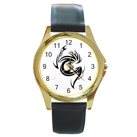 tattoo Round Gold Metal Watch from ArtsNow.com Front