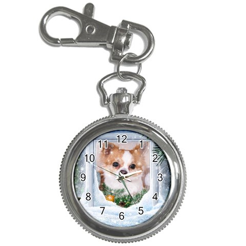 Puppy watching snow Key Chain Watch from ArtsNow.com Front