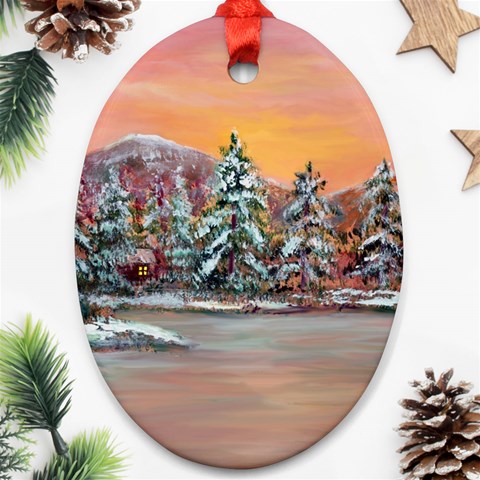  Jane s Winter Sunset   by Ave Hurley of ArtRevu ~ Ornament (Oval) from ArtsNow.com Front