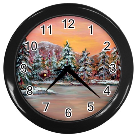  Jane s Winter Sunset   by Ave Hurley of ArtRevu ~ Wall Clock (Black) from ArtsNow.com Front