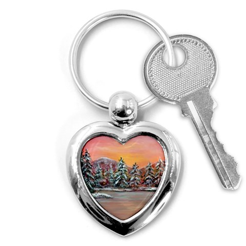  Jane s Winter Sunset   by Ave Hurley of ArtRevu ~ Key Chain (Heart) from ArtsNow.com Front