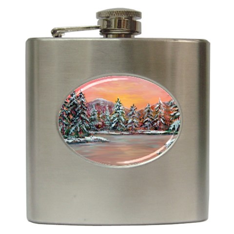  Jane s Winter Sunset   by Ave Hurley of ArtRevu ~ Hip Flask (6 oz) from ArtsNow.com Front