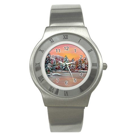  Jane s Winter Sunset   by Ave Hurley of ArtRevu ~ Stainless Steel Watch from ArtsNow.com Front