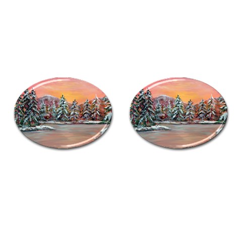  Jane s Winter Sunset   by Ave Hurley of ArtRevu ~ Cufflinks (Oval) from ArtsNow.com Front(Pair)