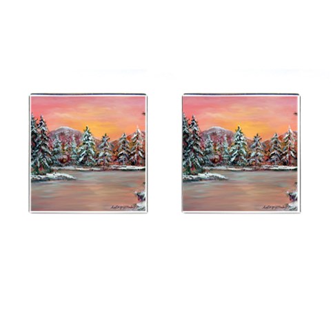  Jane s Winter Sunset   by Ave Hurley of ArtRevu ~ Cufflinks (Square) from ArtsNow.com Front(Pair)