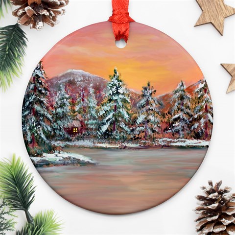  Jane s Winter Sunset   by Ave Hurley of ArtRevu ~ Round Ornament (Two Sides) from ArtsNow.com Back