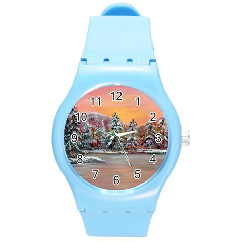  Jane s Winter Sunset   by Ave Hurley of ArtRevu ~ Round Plastic Sport Watch (M) from ArtsNow.com Front