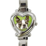boston terrier Heart Italian Charm Watch