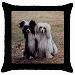 Chinese Crested full hair Throw Pillow Case (Black)