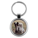 Chinese Crested full hair Key Chain (Round)