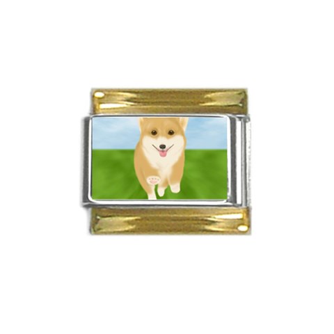 Walking Dog Gold Trim Italian Charm (9mm) from ArtsNow.com Front