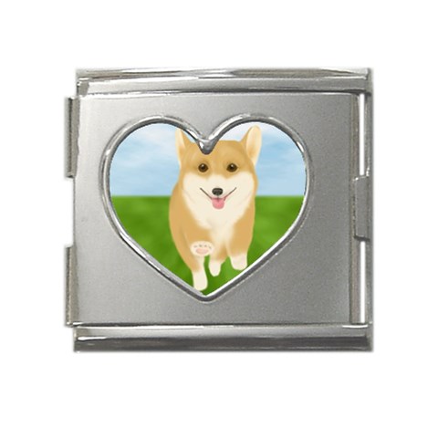 Walking Dog Mega Link Heart Italian Charm (18mm) from ArtsNow.com Front