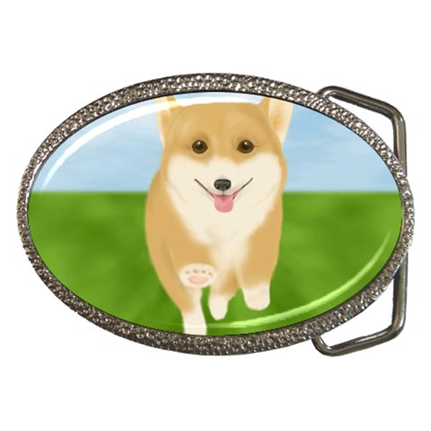 Walking Dog Belt Buckle from ArtsNow.com Front