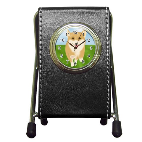 Walking Dog Pen Holder Desk Clock from ArtsNow.com Front