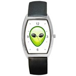 alien-head-green-zoom Barrel Style Metal Watch