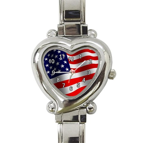 usflag_med Heart Italian Charm Watch from ArtsNow.com Front