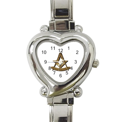 FreeMasonSymbol Heart Italian Charm Watch from ArtsNow.com Front