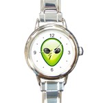 alien-head-green-zoom Round Italian Charm Watch