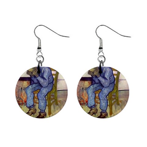 fine paintings 1  Button Earrings from ArtsNow.com Front