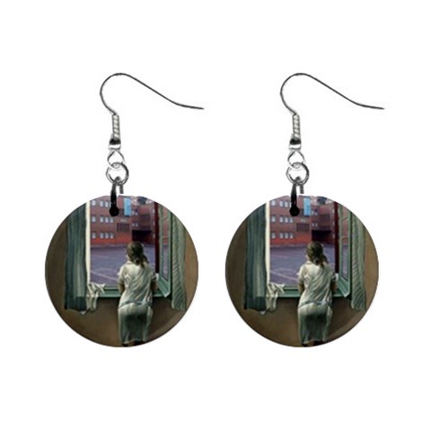 fine paintings 1  Button Earrings from ArtsNow.com Front